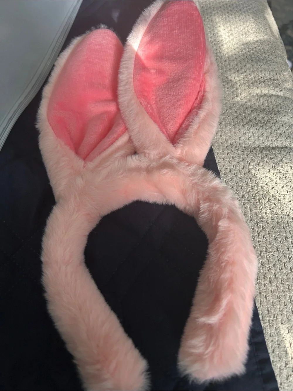 Pink Fuzzy Bunny Ear Headband for Kids